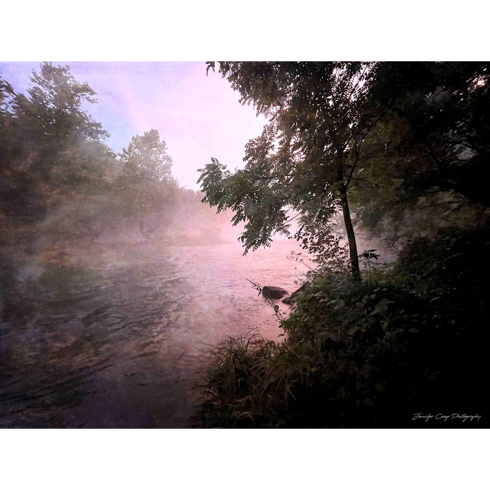 Moody Misty River Landscape Fine‎ Art Print Pink Mist Size 5x7